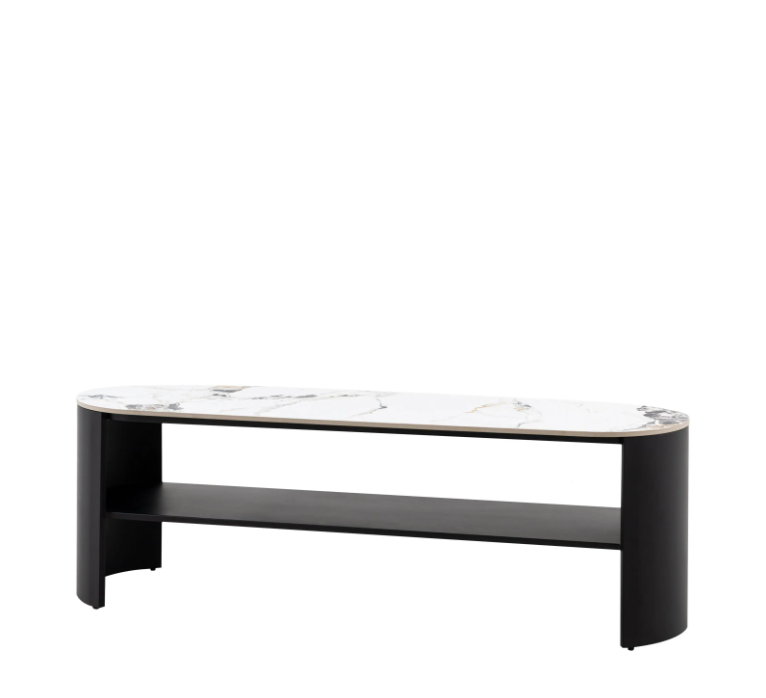 Marzio Media Unit – Black &amp; White Marble Effect