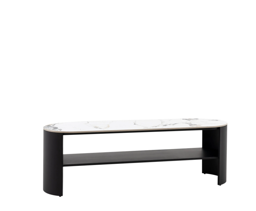 Marzio Media Unit – Black &amp; White Marble Effect