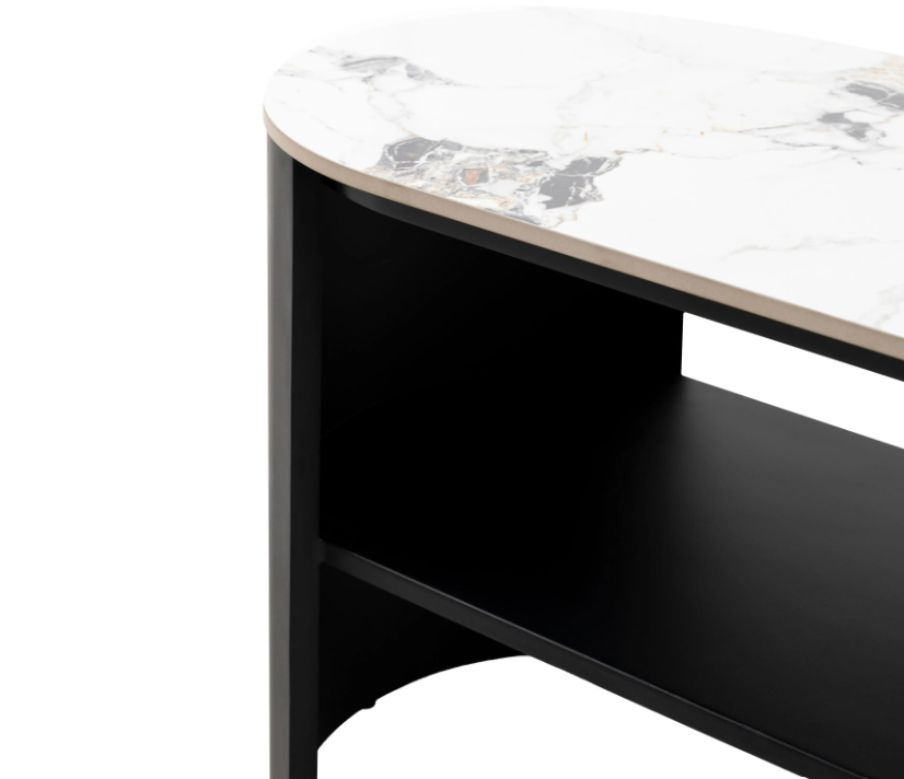 Marzio Media Unit – Black &amp; White Marble Effect