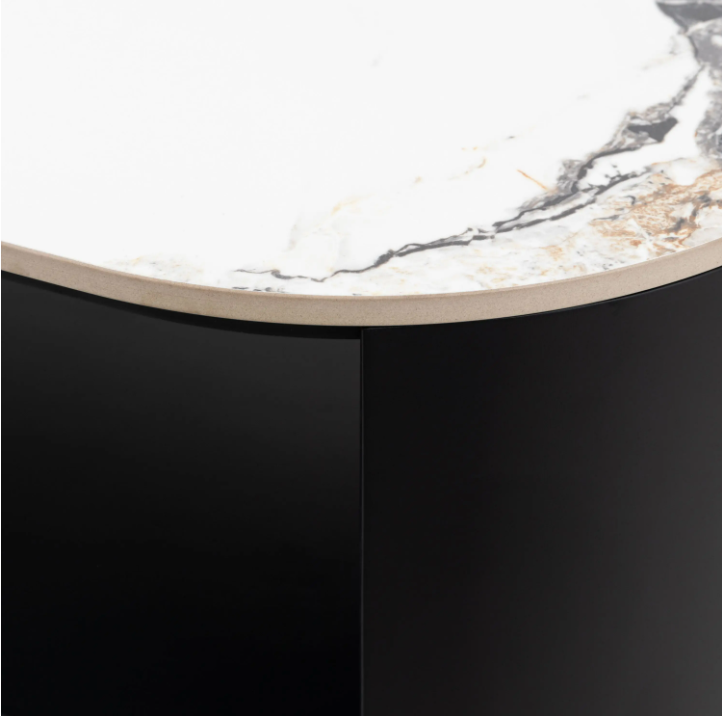 Marzio Media Unit – Black &amp; White Marble Effect