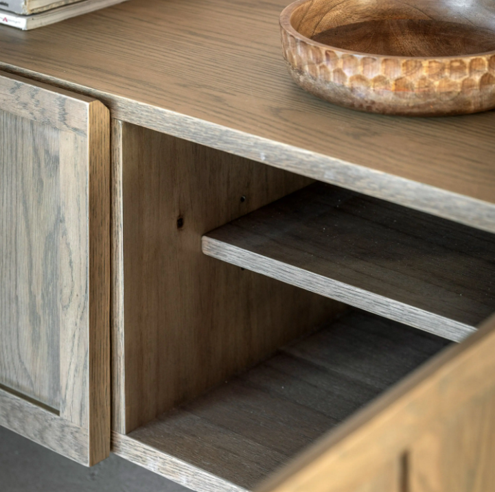 Panelled Media Unit – Smoked Oak Finish