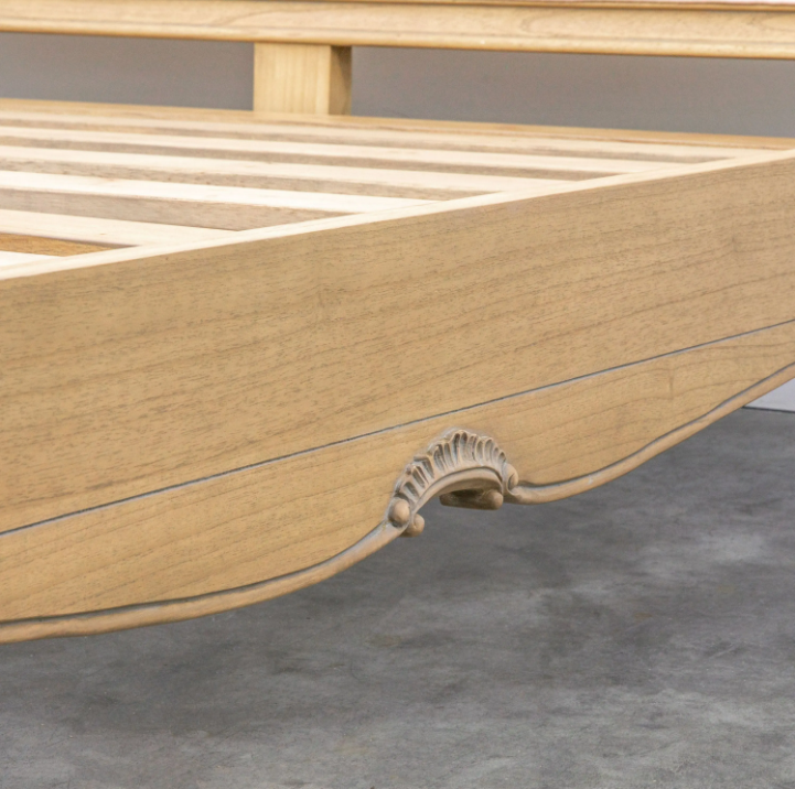 Chic Super King Linen Upholstered Bed – Weathered Finish