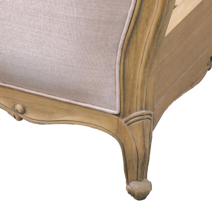 Chic Super King Linen Upholstered Bed – Weathered Finish