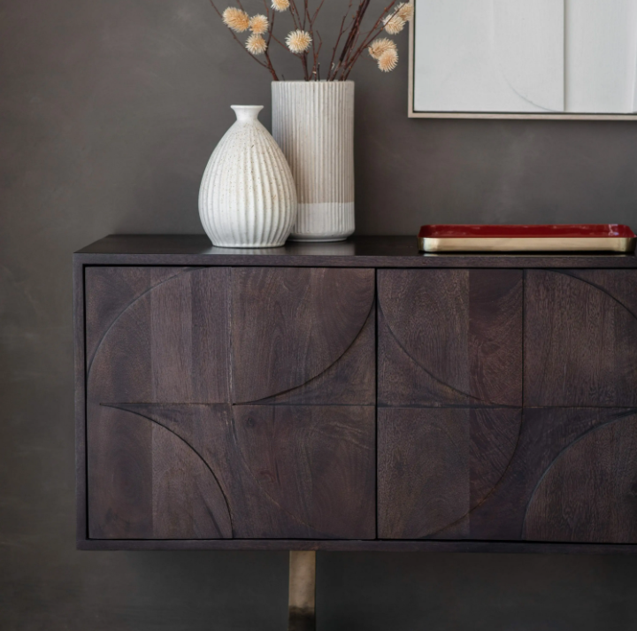 Sharma 4 Door Sideboard – Mango Wood Geometric Design