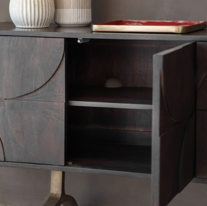 Sharma 4 Door Sideboard – Mango Wood Geometric Design