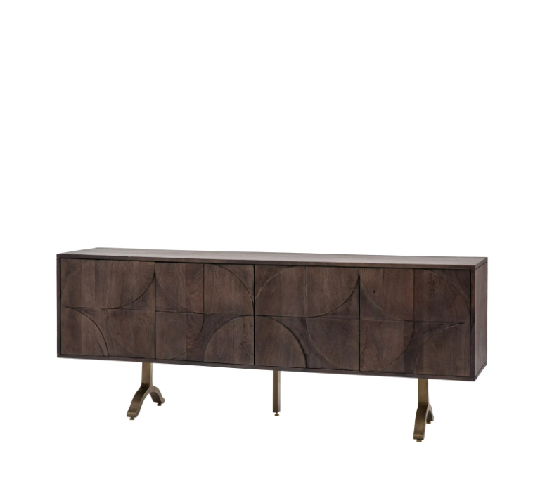 Sharma 4 Door Sideboard – Mango Wood Geometric Design