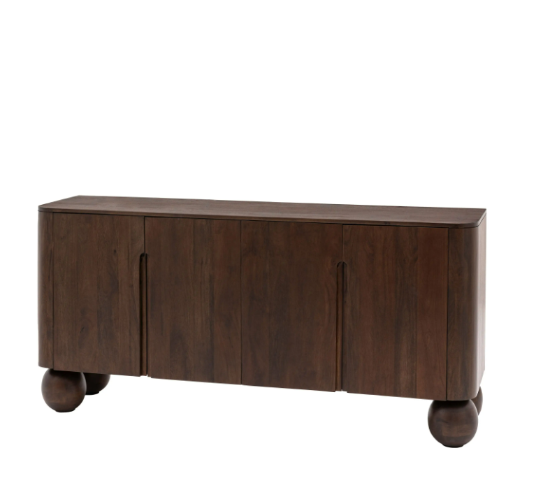 Sculpt 4 Door Sideboard – Dark Wood Mango Finish