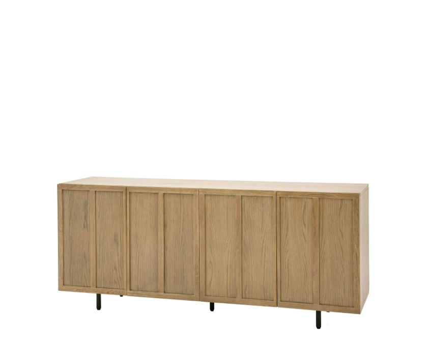 Panelled 4 Door Sideboard – Smoked Finish