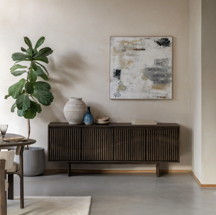 Onda 4 Door Sideboard – Italian Inspired Walnut Finish
