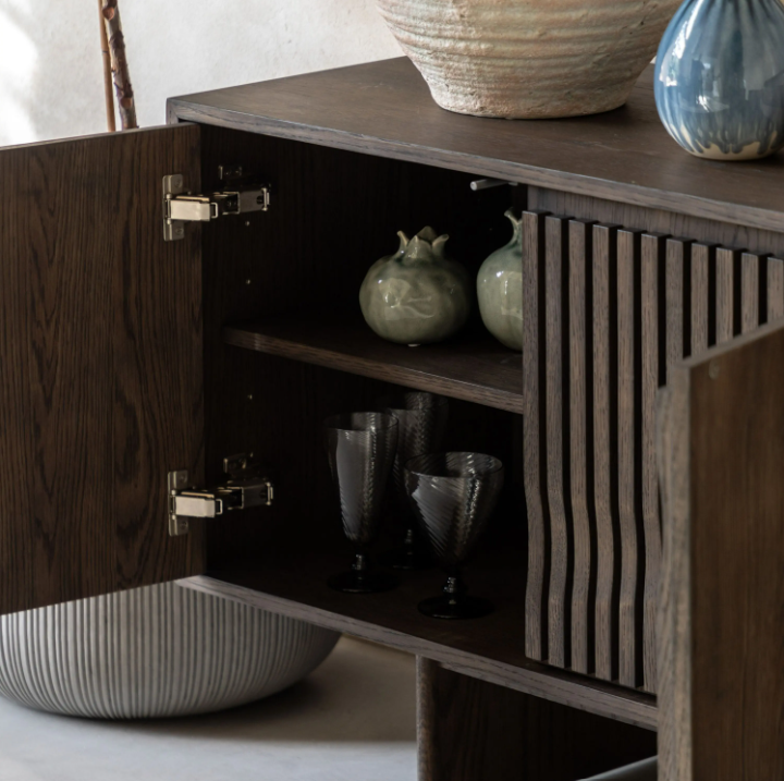 Onda 4 Door Sideboard – Italian Inspired Walnut Finish