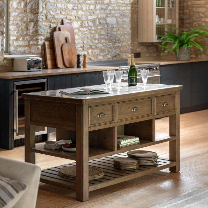 Hardwick Kitchen Island – Marble Top Storage Unit