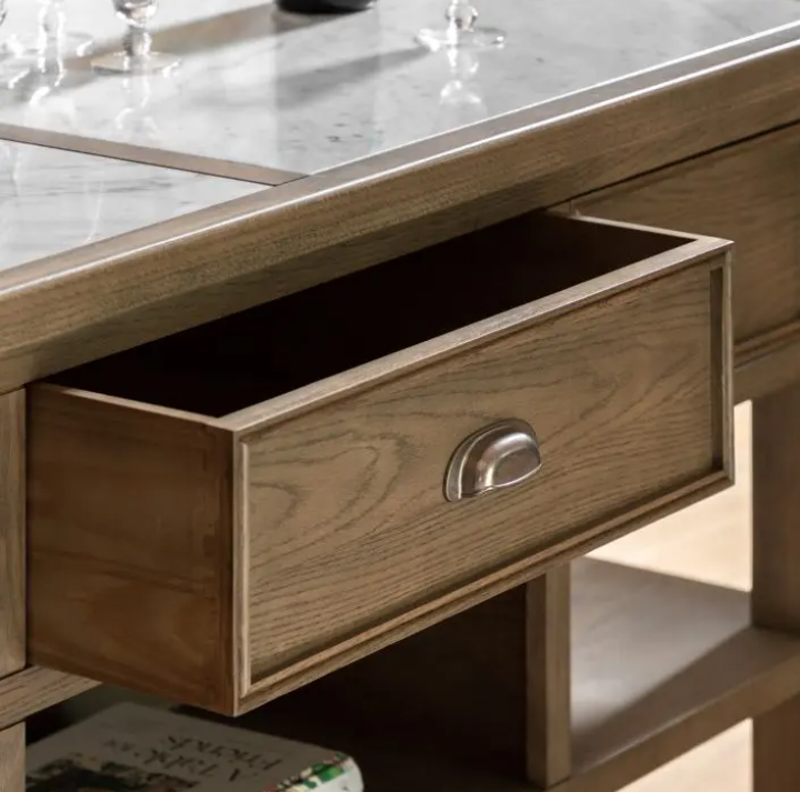 Hardwick Kitchen Island – Marble Top Storage Unit