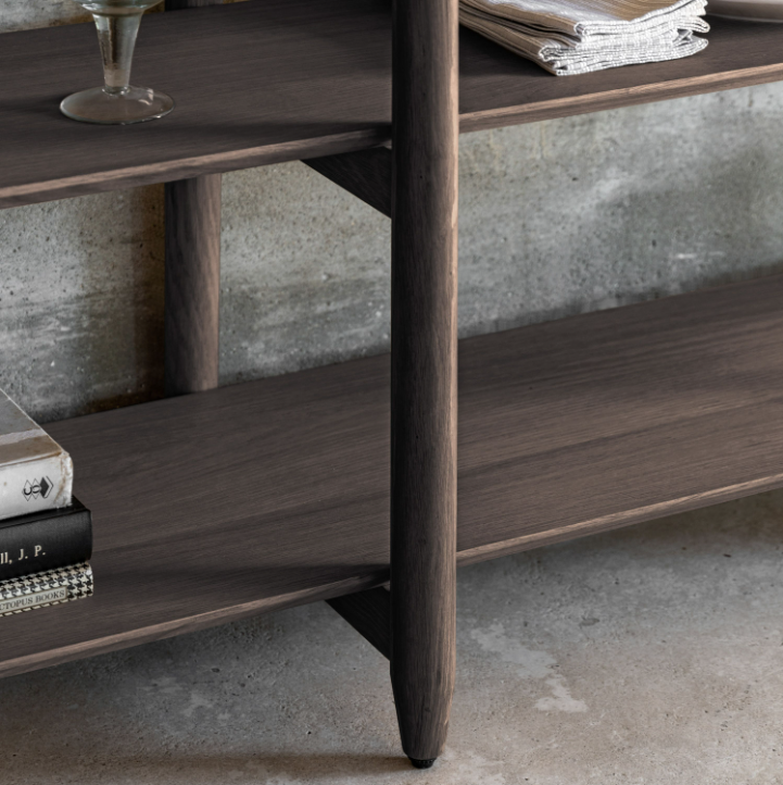 Hatfield Open Display – Tall Smoked Oak Finish