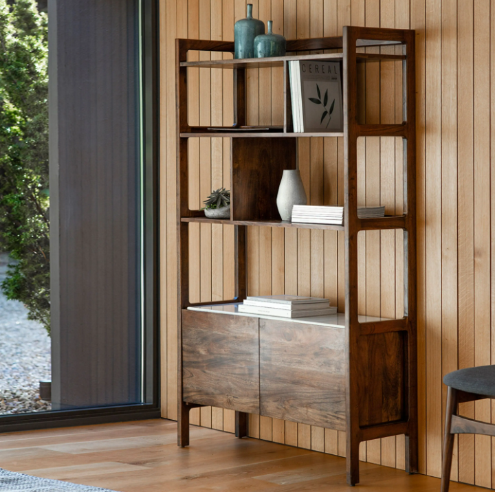 Barcelona Luxury Display Unit – Dark Wood & Marble Cabinet