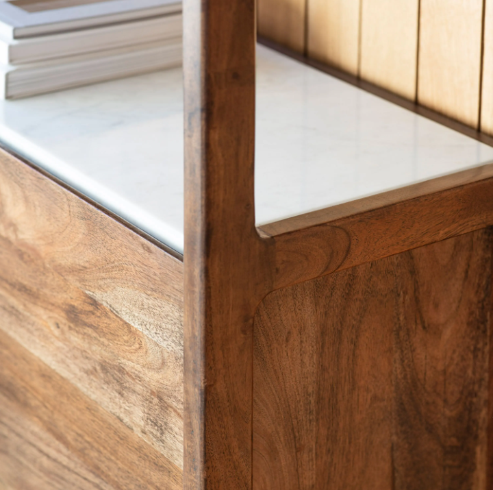 Barcelona Luxury Display Unit – Dark Wood & Marble Cabinet