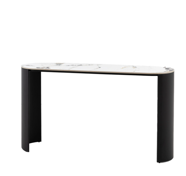 Marzio Luxury Console Table – Carrara Marble Effect & Black Metal