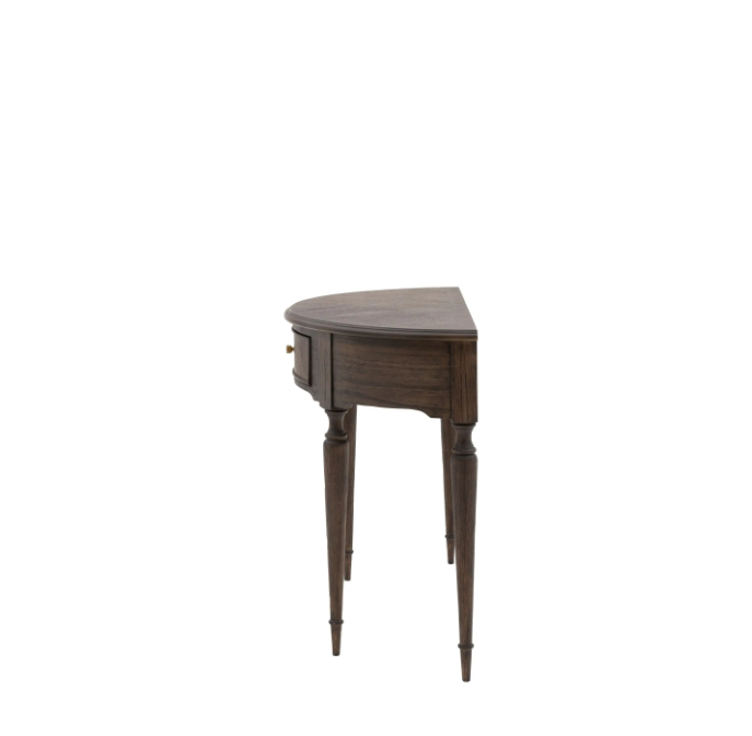 Madison Demi Lune Console Table – Dark Wood Marquetry Design