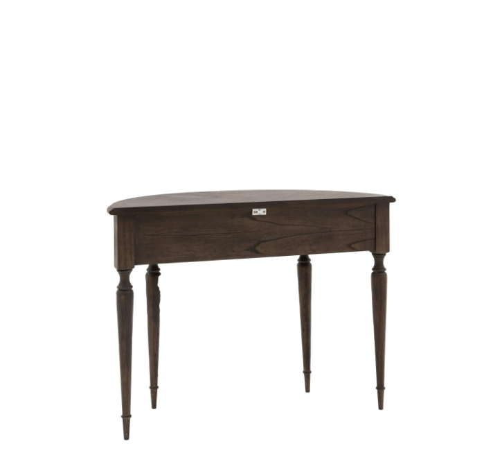 Madison Demi Lune Console Table – Dark Wood Marquetry Design