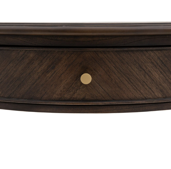 Madison Demi Lune Console Table – Dark Wood Marquetry Design