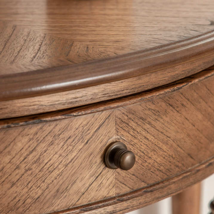 Highgrove Demi Lune Console Table – Natural Wood Marquetry Design