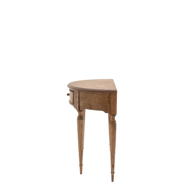 Highgrove Demi Lune Console Table – Natural Wood Marquetry Design