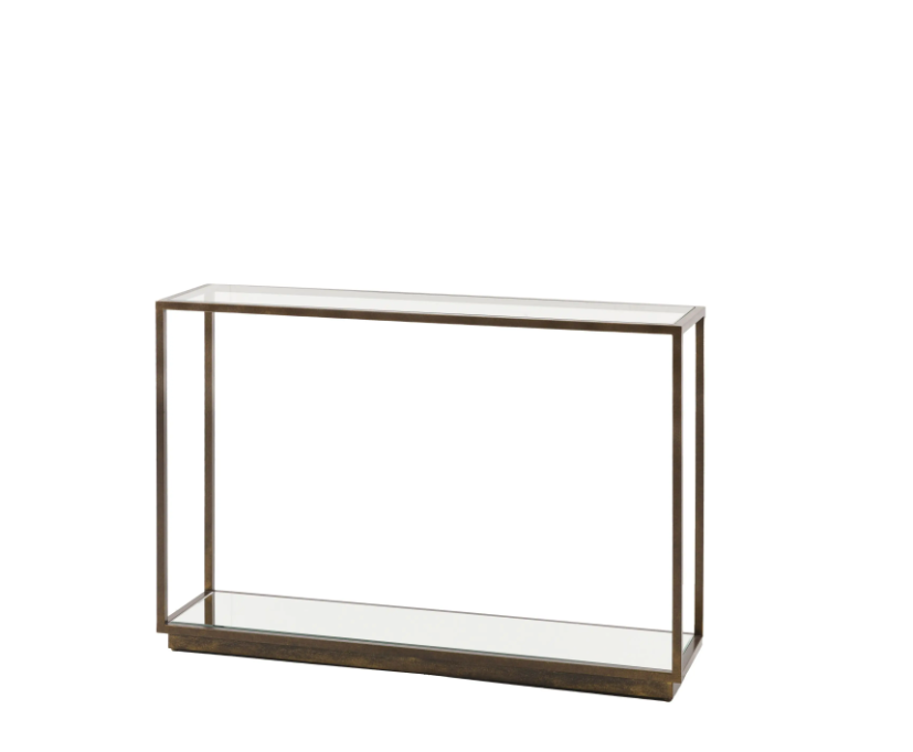Avento Luxury Console Table – Bronze Metal & Glass