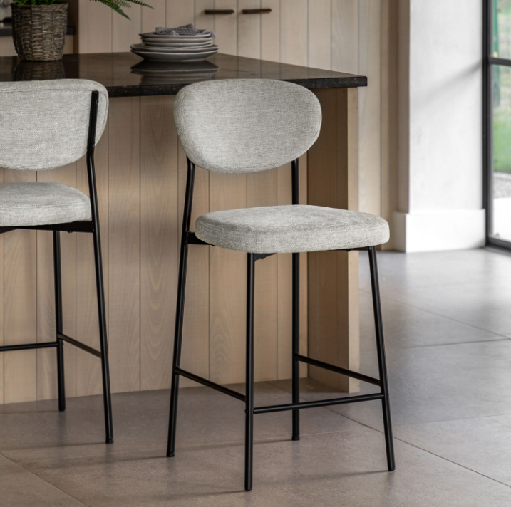 Oppo Bar Stool Set of 2 – Natural Upholstered Counter Stools