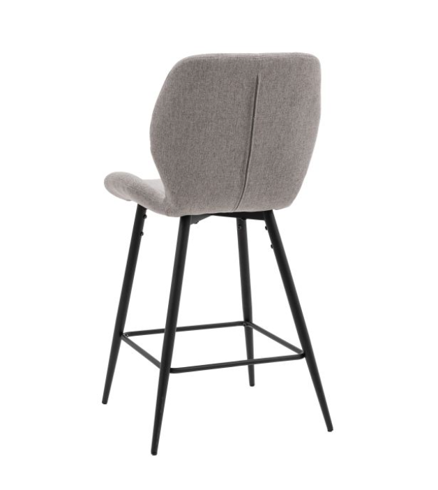 Manford Light Grey Upholstered Counter Stool Set of 2 | Modern Mid Century Bar Stools with Metal Legs