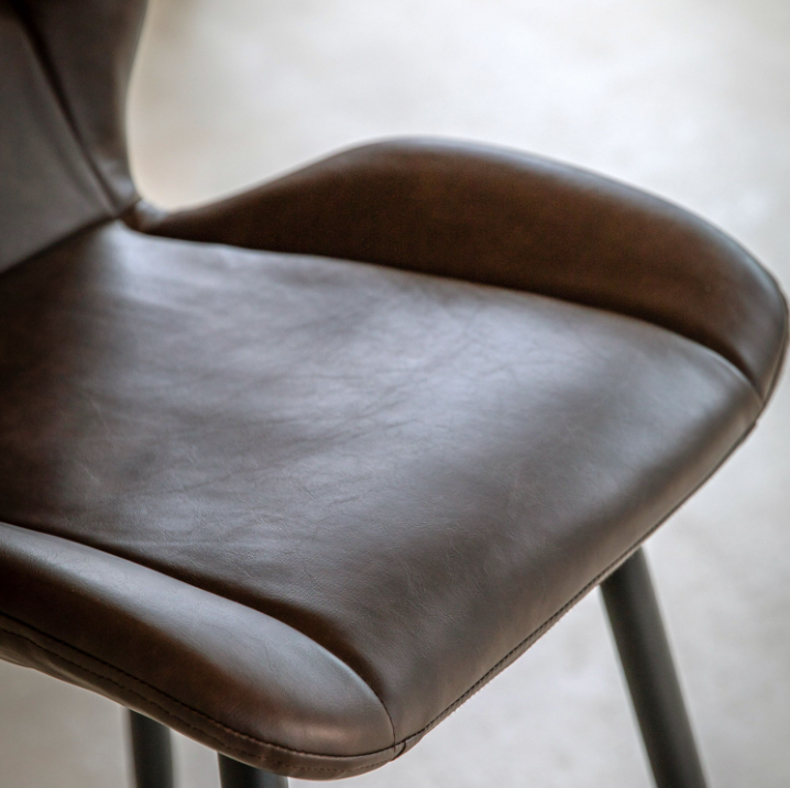 Manford Brown Faux Leather Counter Stool Set of 2 | Mid Century Modern Bar Stools