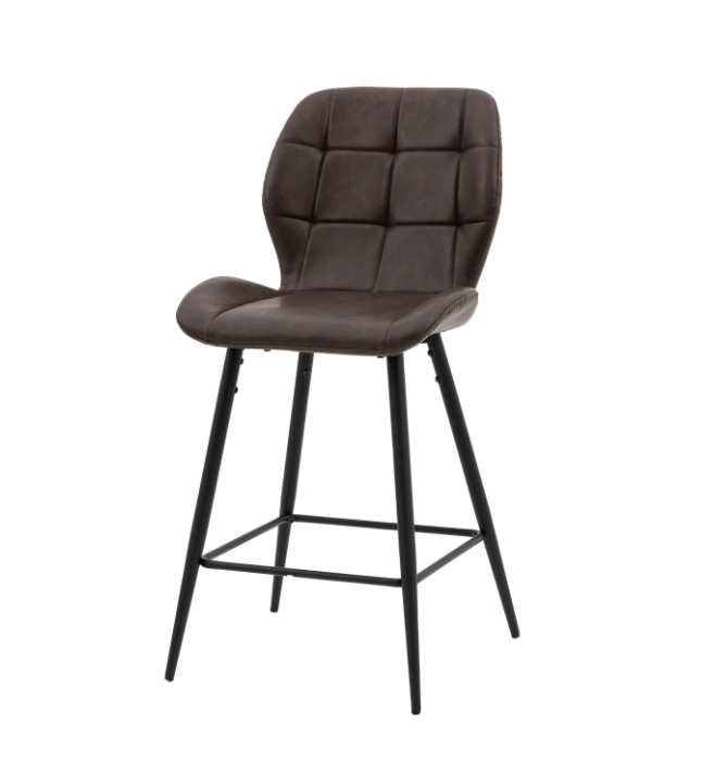 Manford Brown Faux Leather Counter Stool Set of 2 | Mid Century Modern Bar Stools