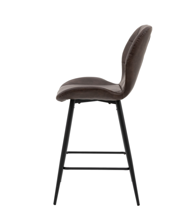 Manford Brown Faux Leather Counter Stool Set of 2 | Mid Century Modern Bar Stools