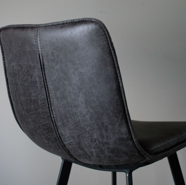 Palmer Grey Faux Leather Bar Stool Set of 2 | Contemporary Kitchen Counter Stools