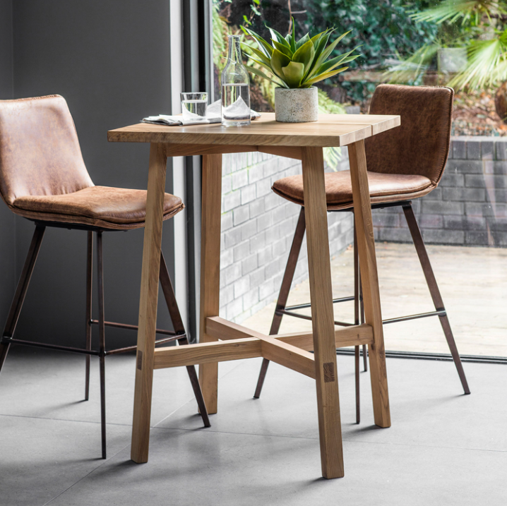 Palmer Brown Faux Leather Bar Stool Set of 2 | Vintage Inspired Counter Stools with Bronze Metal Legs