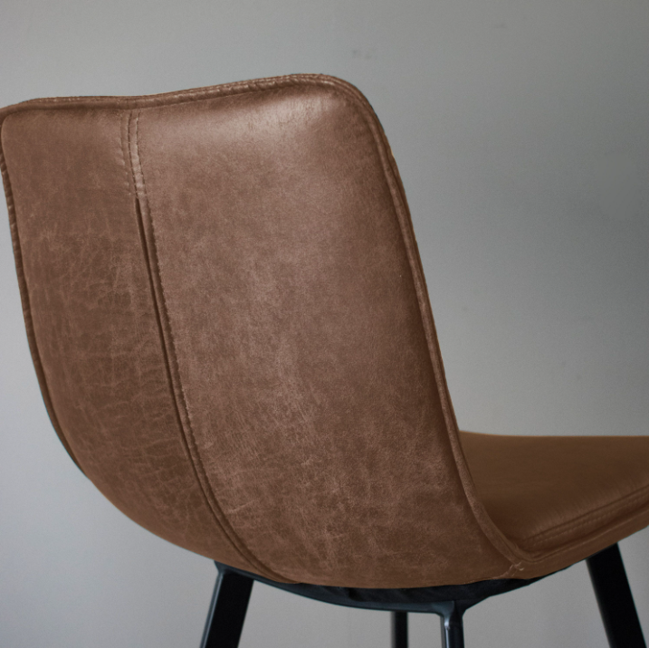 Palmer Brown Faux Leather Bar Stool Set of 2 | Vintage Inspired Counter Stools with Bronze Metal Legs