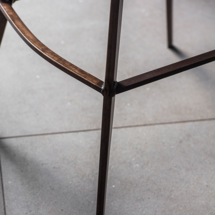 Palmer Brown Faux Leather Bar Stool Set of 2 | Vintage Inspired Counter Stools with Bronze Metal Legs