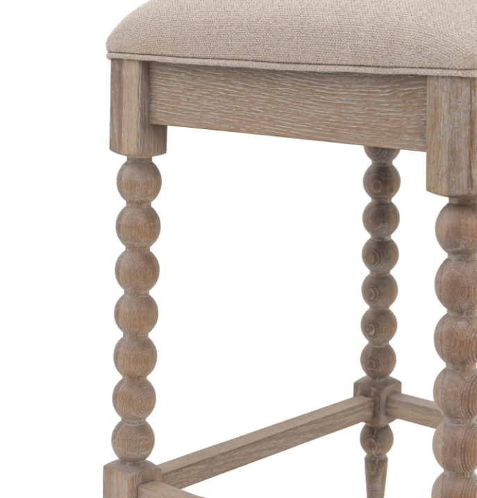 Artisan Oak Bar Stool | Handcrafted Bobbin Detail Counter Stool in Natural Oak