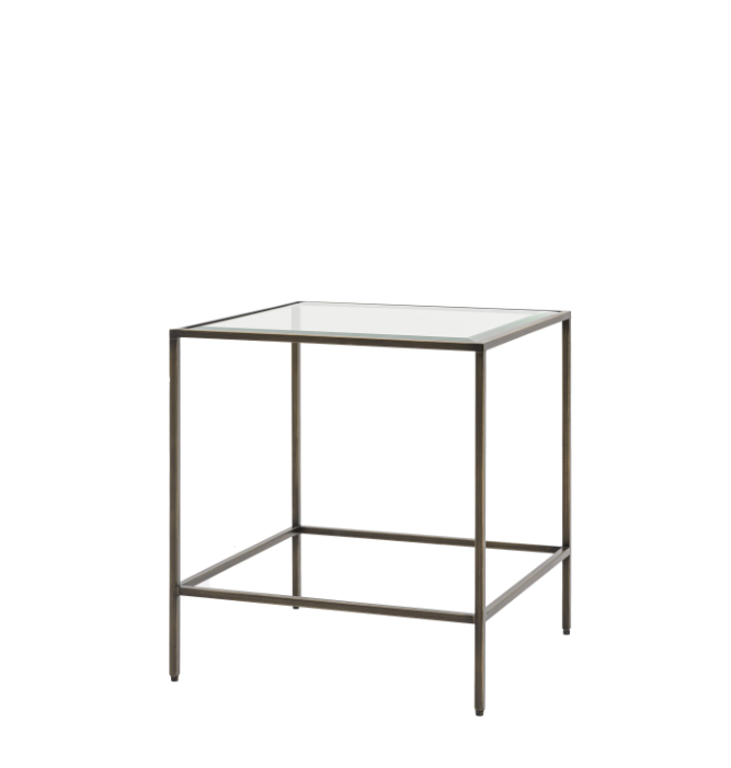 Rothbury Bronze Side Table | Luxury Bevelled Glass Accent Table with Antique Bronze Frame