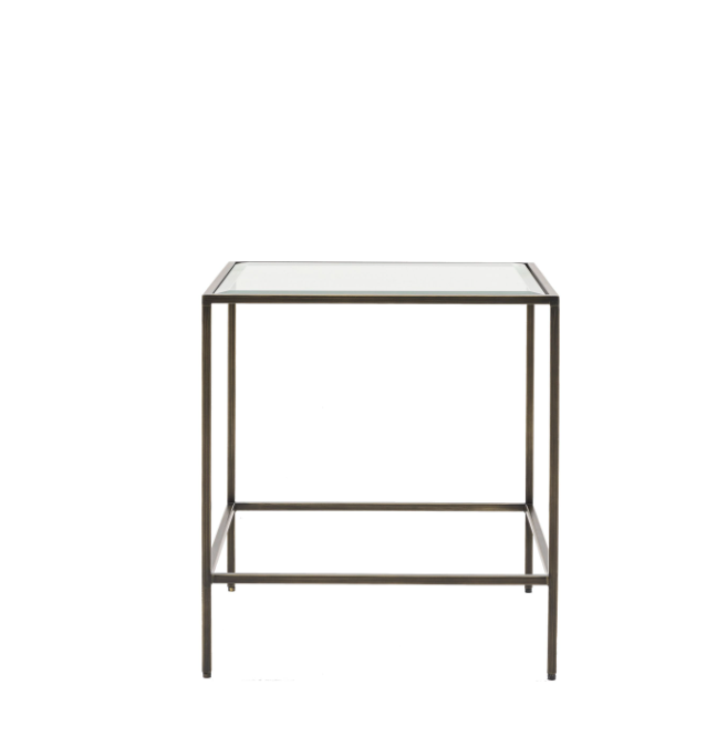 Rothbury Bronze Side Table | Luxury Bevelled Glass Accent Table with Antique Bronze Frame