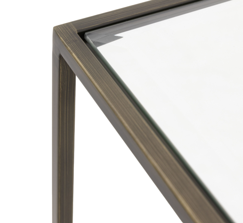 Rothbury Bronze Side Table | Luxury Bevelled Glass Accent Table with Antique Bronze Frame