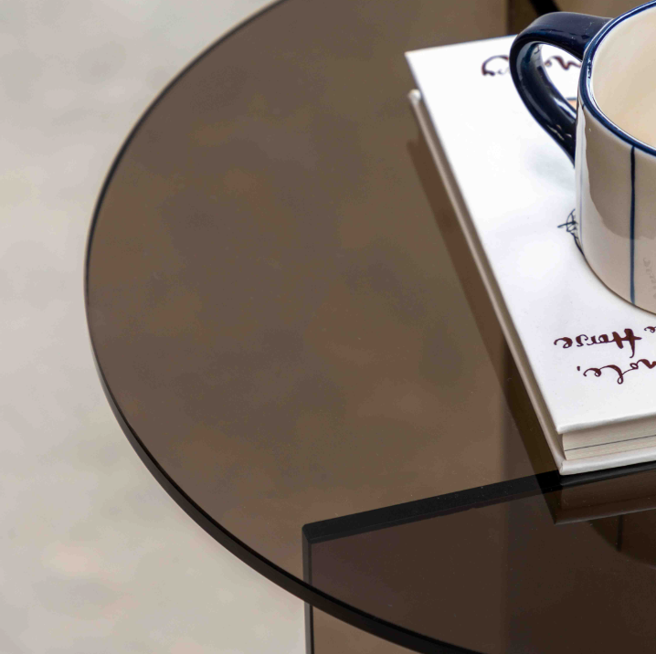 Parioli Charcoal Glass Side Table | Retro Inspired Modern Accent Table in Tinted Glass