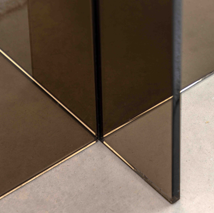 Parioli Charcoal Glass Side Table | Retro Inspired Modern Accent Table in Tinted Glass