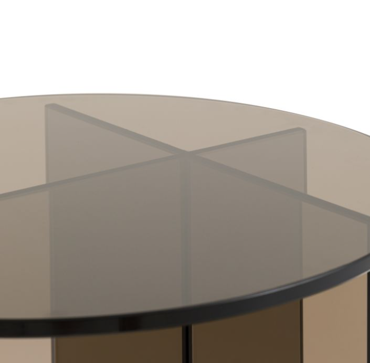Parioli Charcoal Glass Side Table | Retro Inspired Modern Accent Table in Tinted Glass