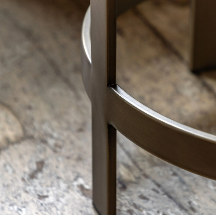 Monti Bronze Glass Side Table | Elegant Metal Frame Accent Table with Toughened Glass Top