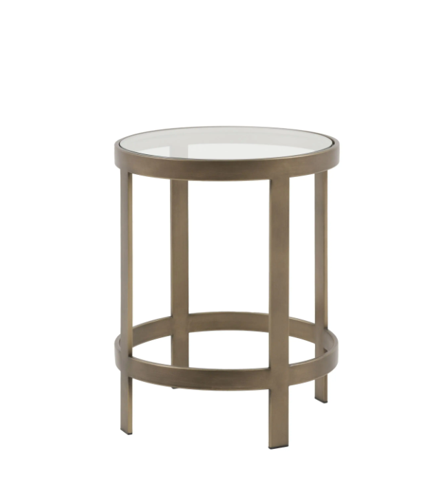 Monti Bronze Glass Side Table | Elegant Metal Frame Accent Table with Toughened Glass Top
