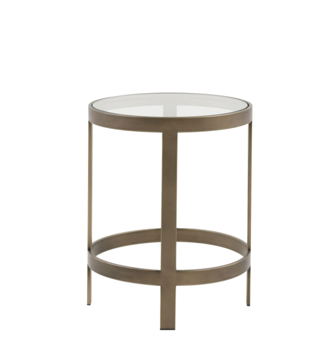 Monti Bronze Glass Side Table | Elegant Metal Frame Accent Table with Toughened Glass Top