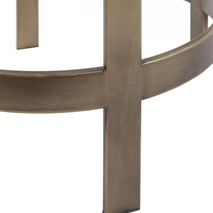 Monti Bronze Glass Side Table | Elegant Metal Frame Accent Table with Toughened Glass Top