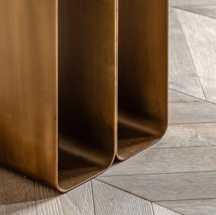 Dorado Gold Marble Side Table | Luxury Square Accent Table with Metal Base
