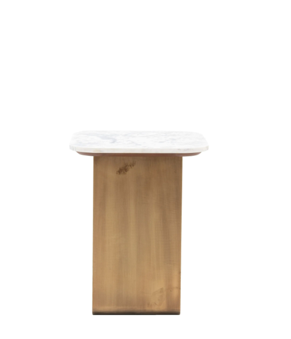 Dorado Gold Marble Side Table | Luxury Square Accent Table with Metal Base