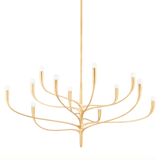 Labra Chandelier | Vintage Gold Leaf | 12 Light Luxury Pendant