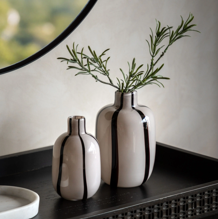Linea Stripe Glass Vase Monochrome – Set of 2